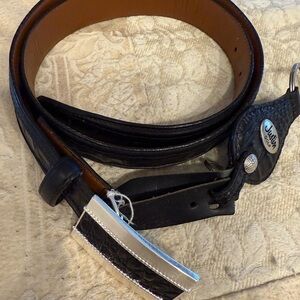 Justin by Brighton Black and Brown Leather Belt